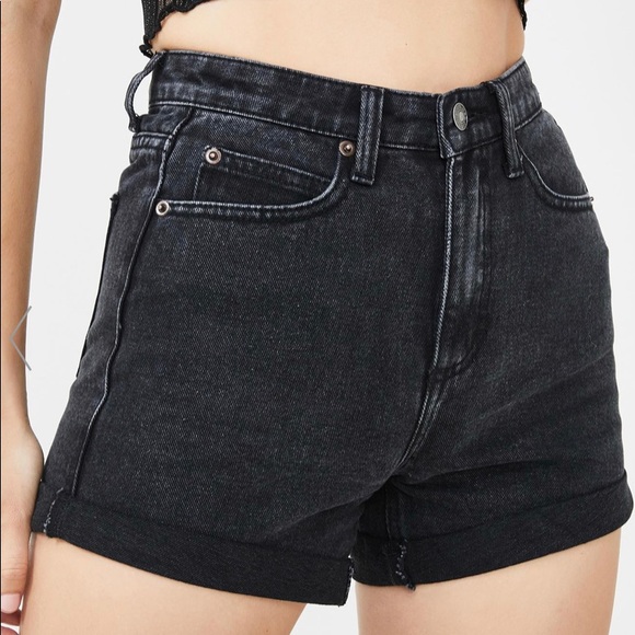 WASHED ROLL HEM MOM SHORTS UK 10 - Picture 2 of 6